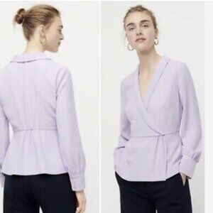 J. Crew Lilac Purple Drapey Faux-Wrap Top In 365 Crepe